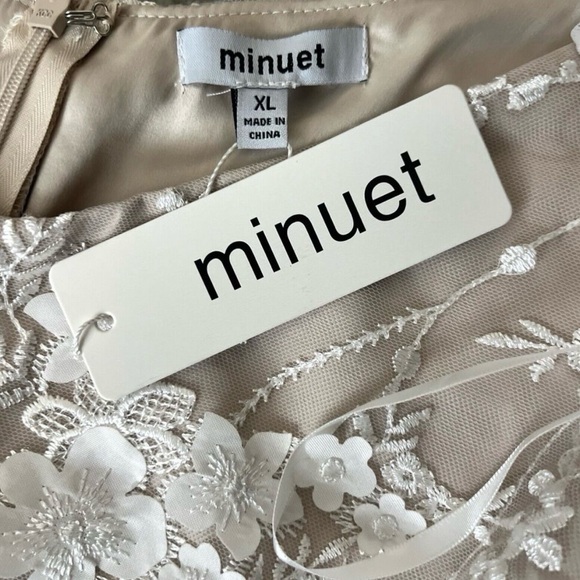 Ivory Floral Embroidered Mesh Maternity Evening Gown - Picture 11 of 12